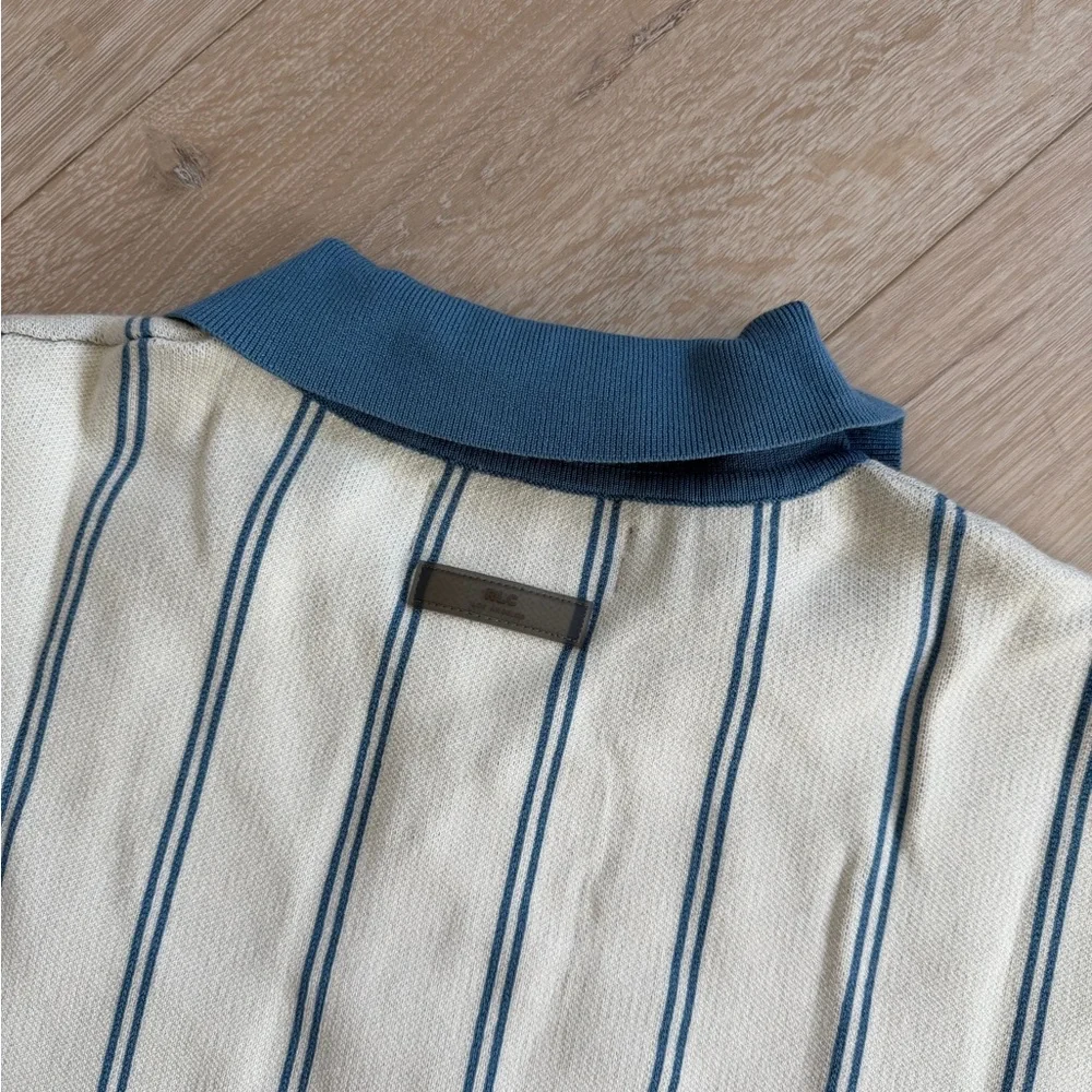 Richie Le Collection | Knit Stripe Collar SS Shirt - Picture 7 of 7
